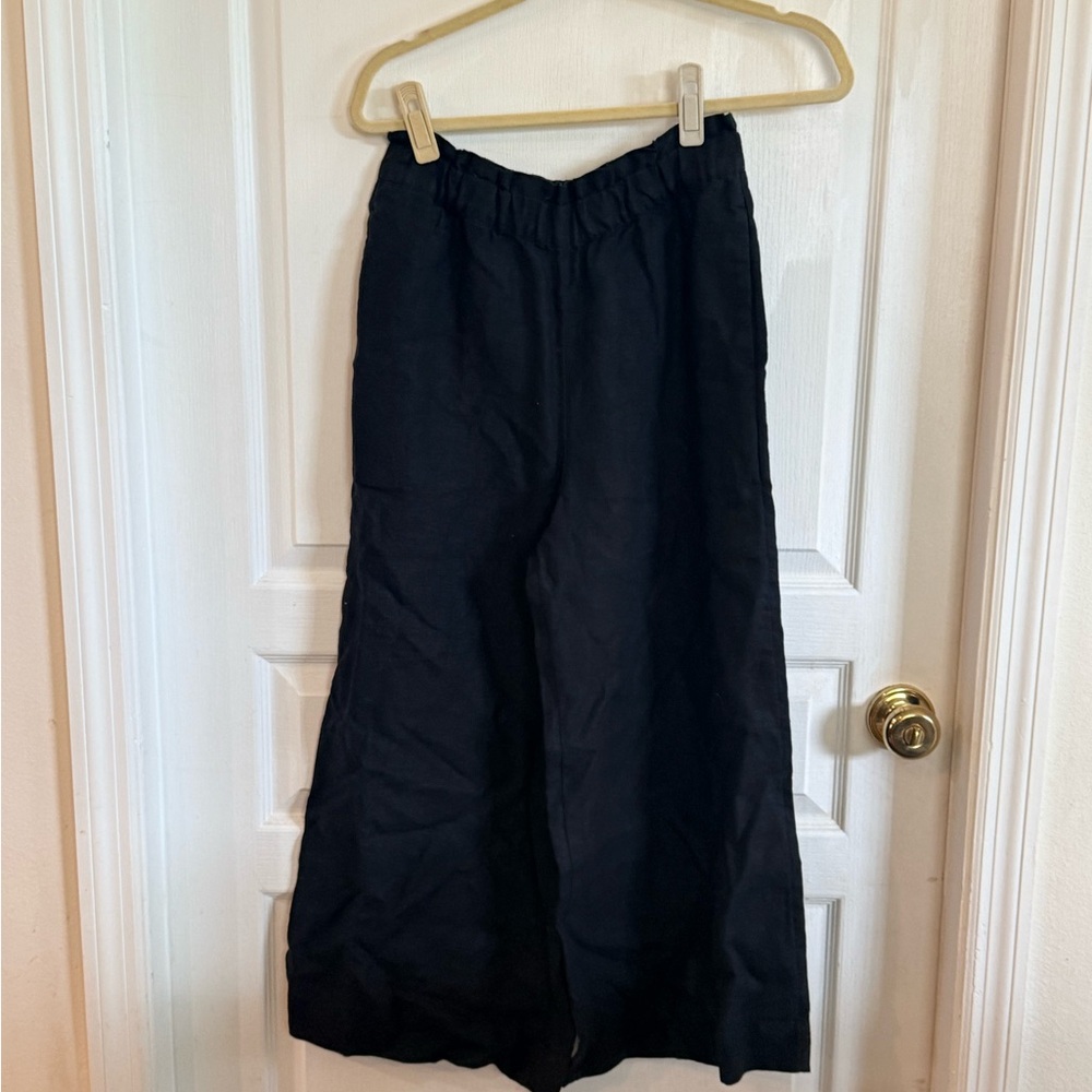 Chico's Black Wide Leg linen Cropped Pants